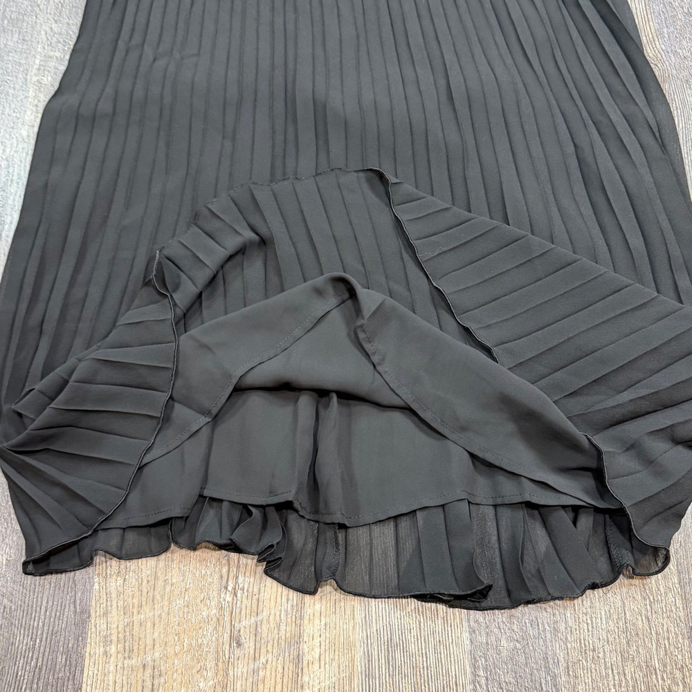 H&M Pleated Halter Dress Women Small Black Chiffon Sleeveless - Picture 2 of 9
